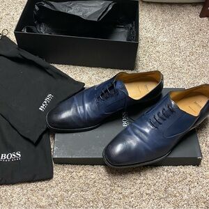 Hugo Boss Men's Navy Leather Derbys